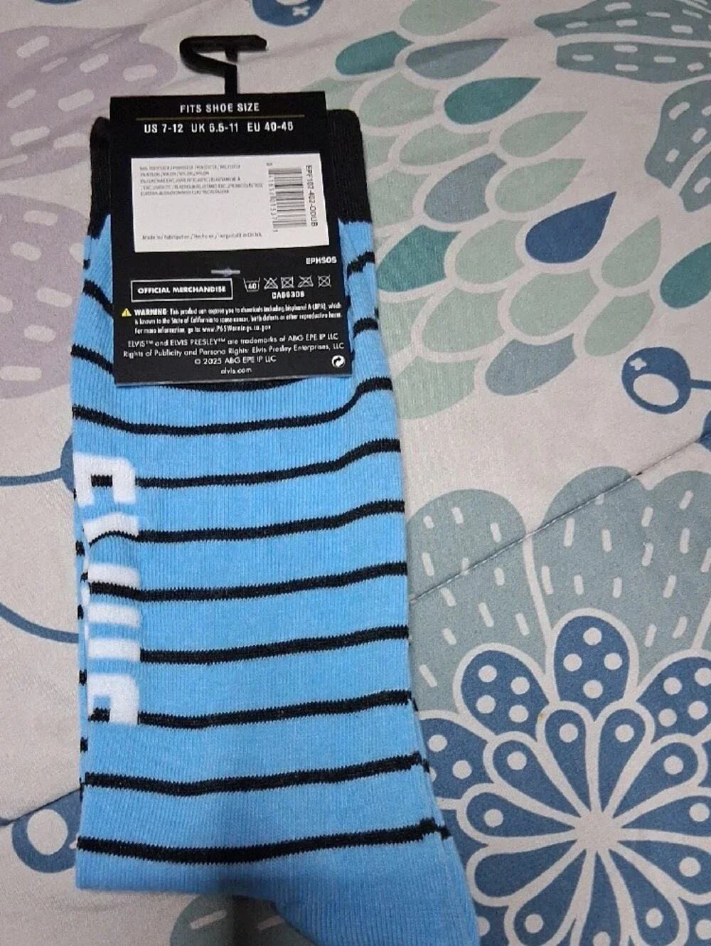 Elvis Presley Blue & Black Novelty Crew Socks